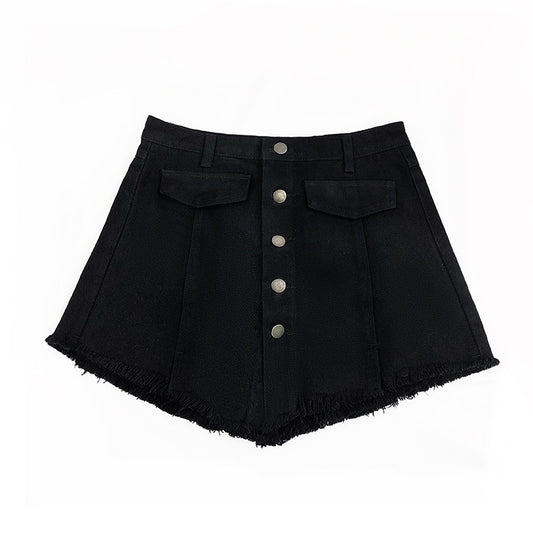 match A-line denim shorts