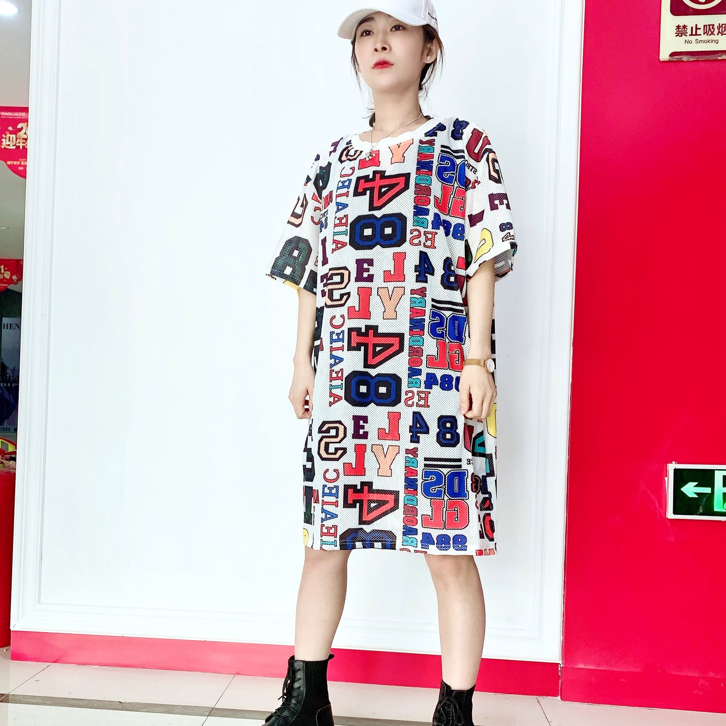 Short Sleeved Loose Fitting Oversized Summer Breathable T-shirt Dress