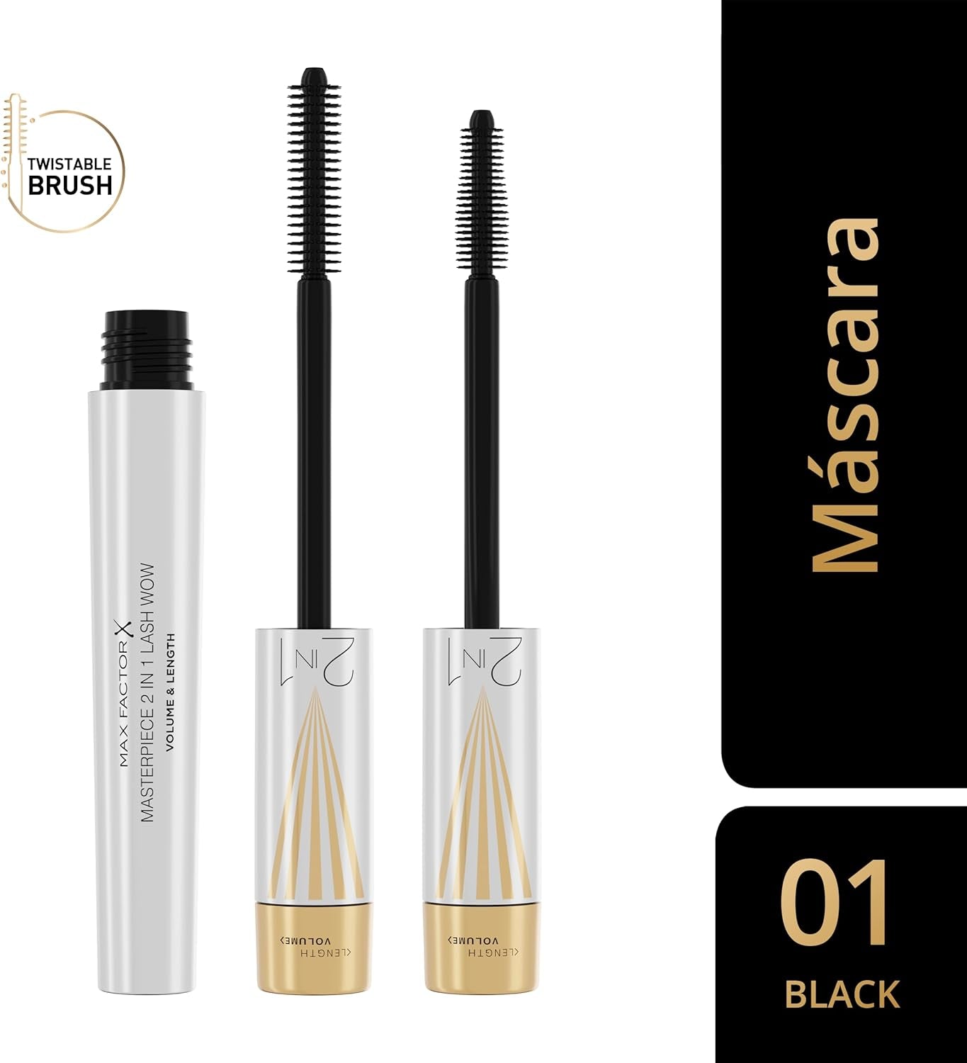 Max Factor Masterpiece 2En1 Lash Wow Máscara De Pestañas 001 Black 7ML