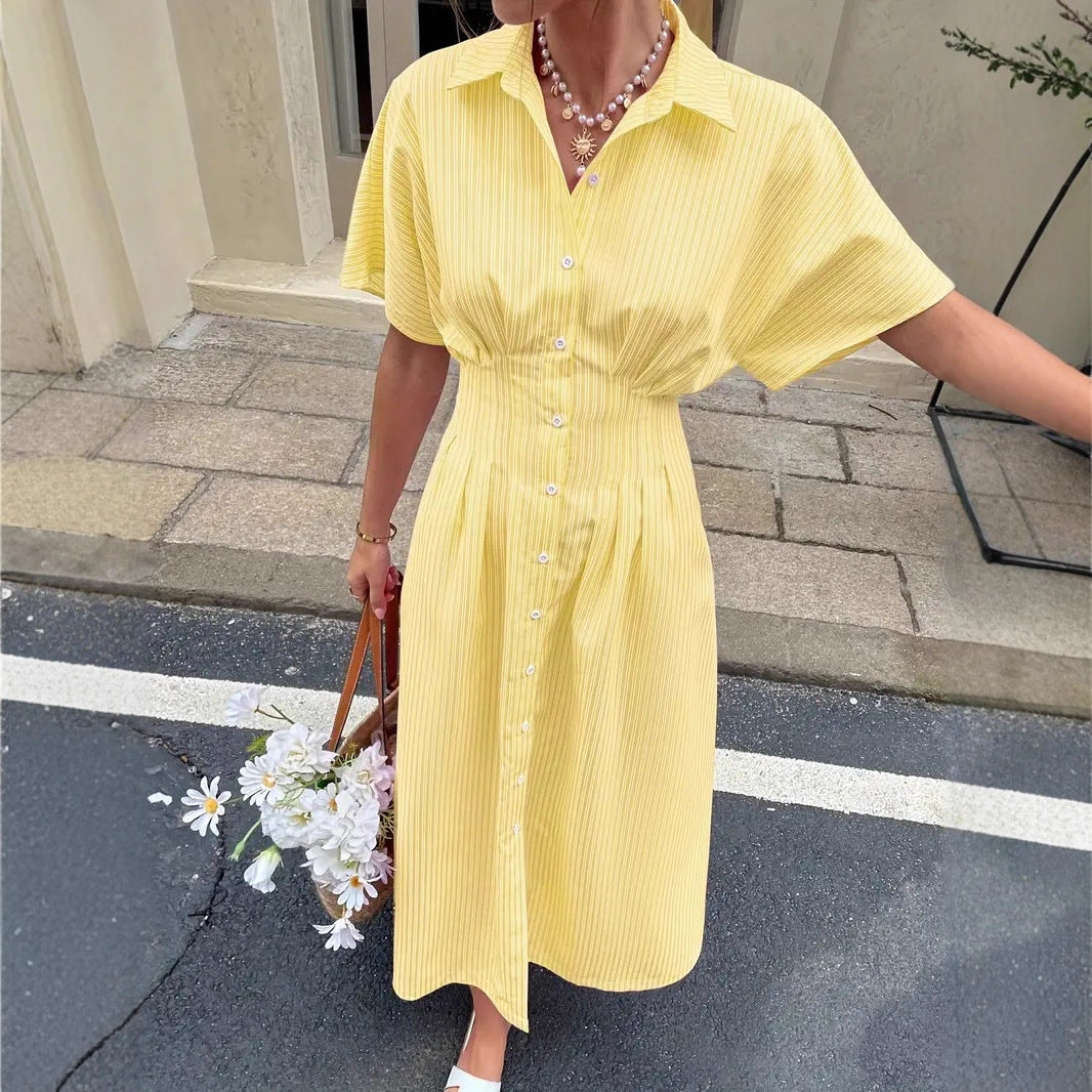 Fitted-waist Dress With A Slit At The Hem