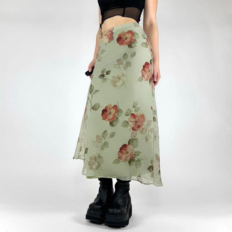 French Style Fresh And Chic Printed Slimming Bodycon Skirt