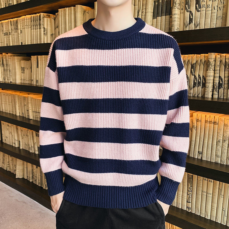 Thick Thread Sweater Men's Knitted Shirt Autumn And Winter Round Neck Fashion Base Sweater
