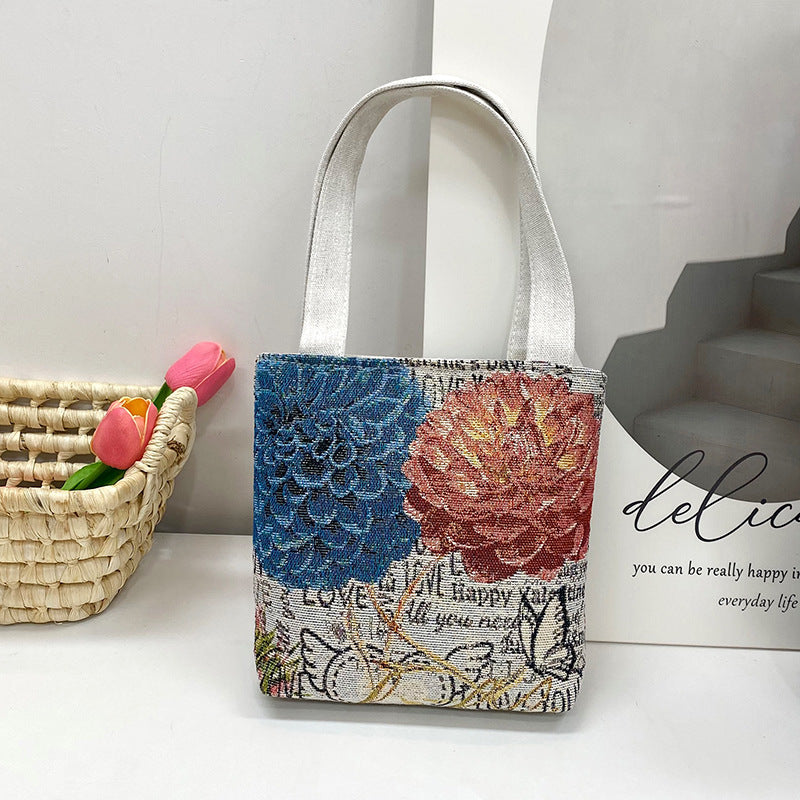 Gold Silk Double-sided Embroidered Small Square Bag Ethnic Style Leisure