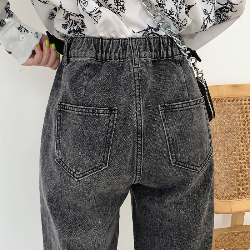 High-rise smoky grey jeans