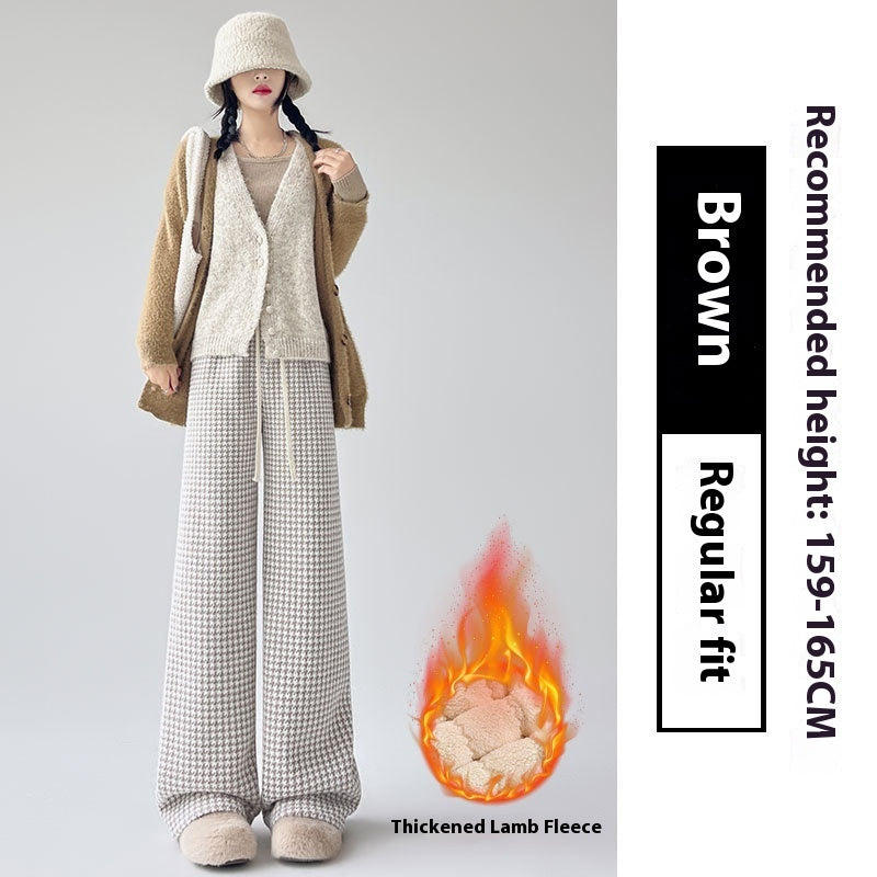 Slankende Lammuld Houndstooth Casual Vidde Bukser