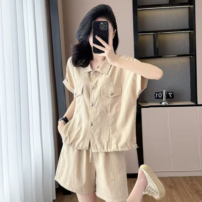 New Summer Casual Sportswear Set Solid-color Top And Shorts