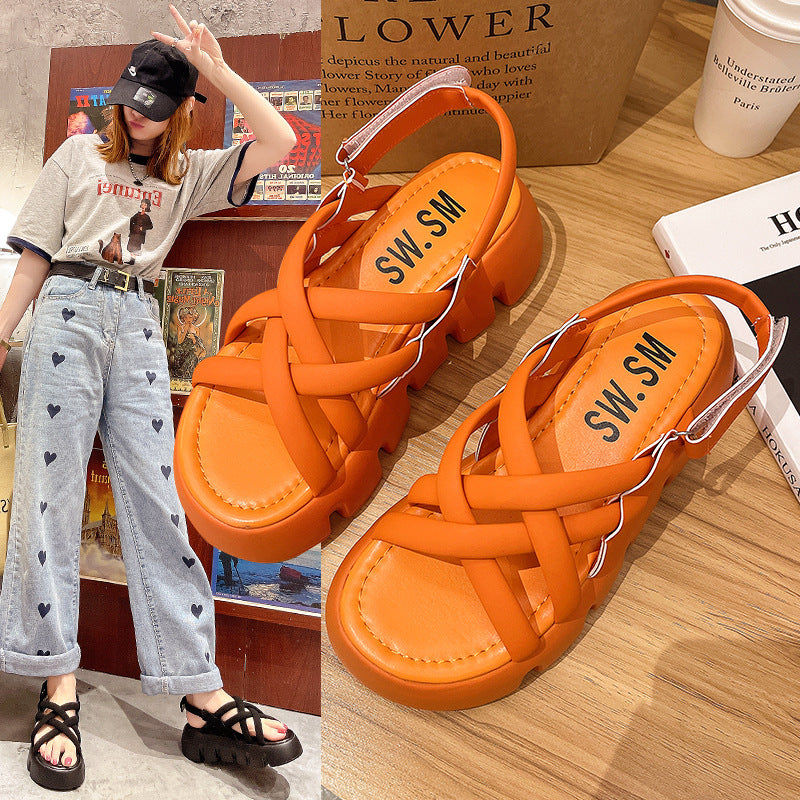 Kvinders Nye Sport Casual Og Alsidige Muffin Sandaler Med Tyk Bund