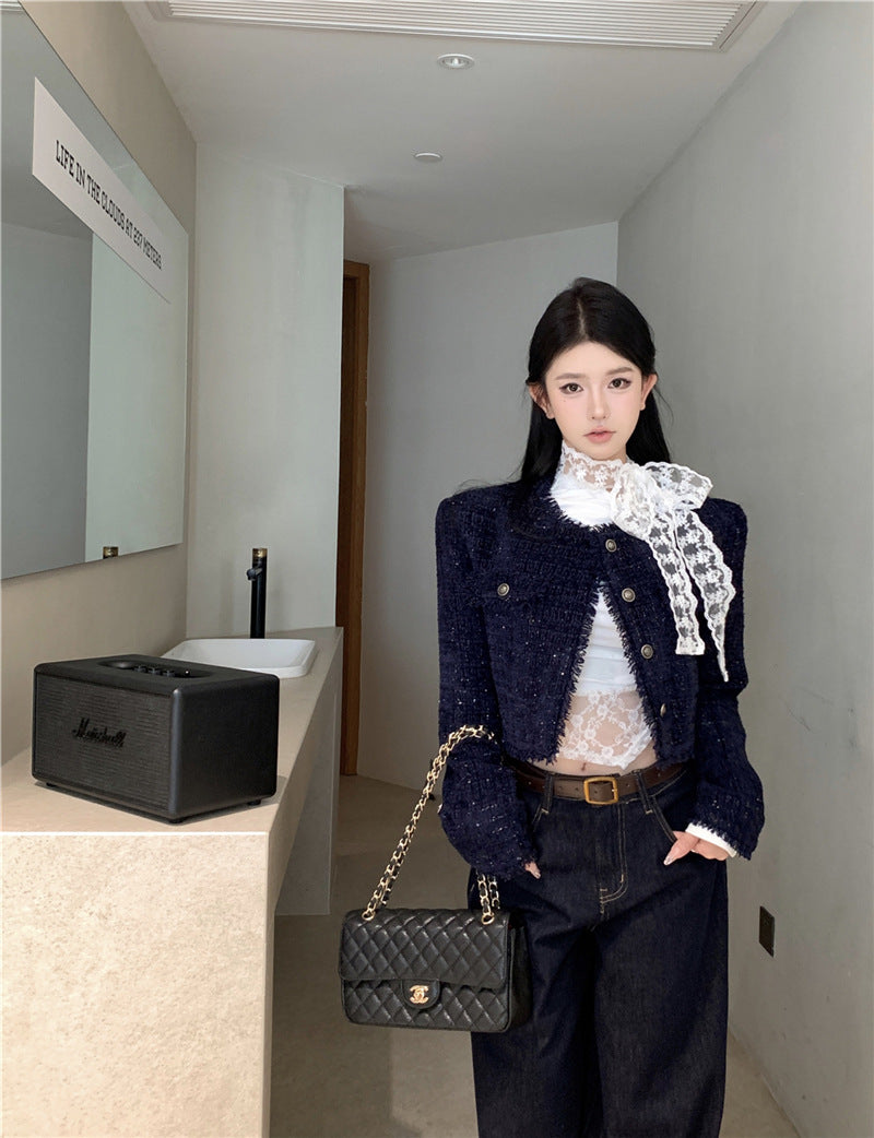 Chanel-style Women's Short Long-sleeved Cardigan