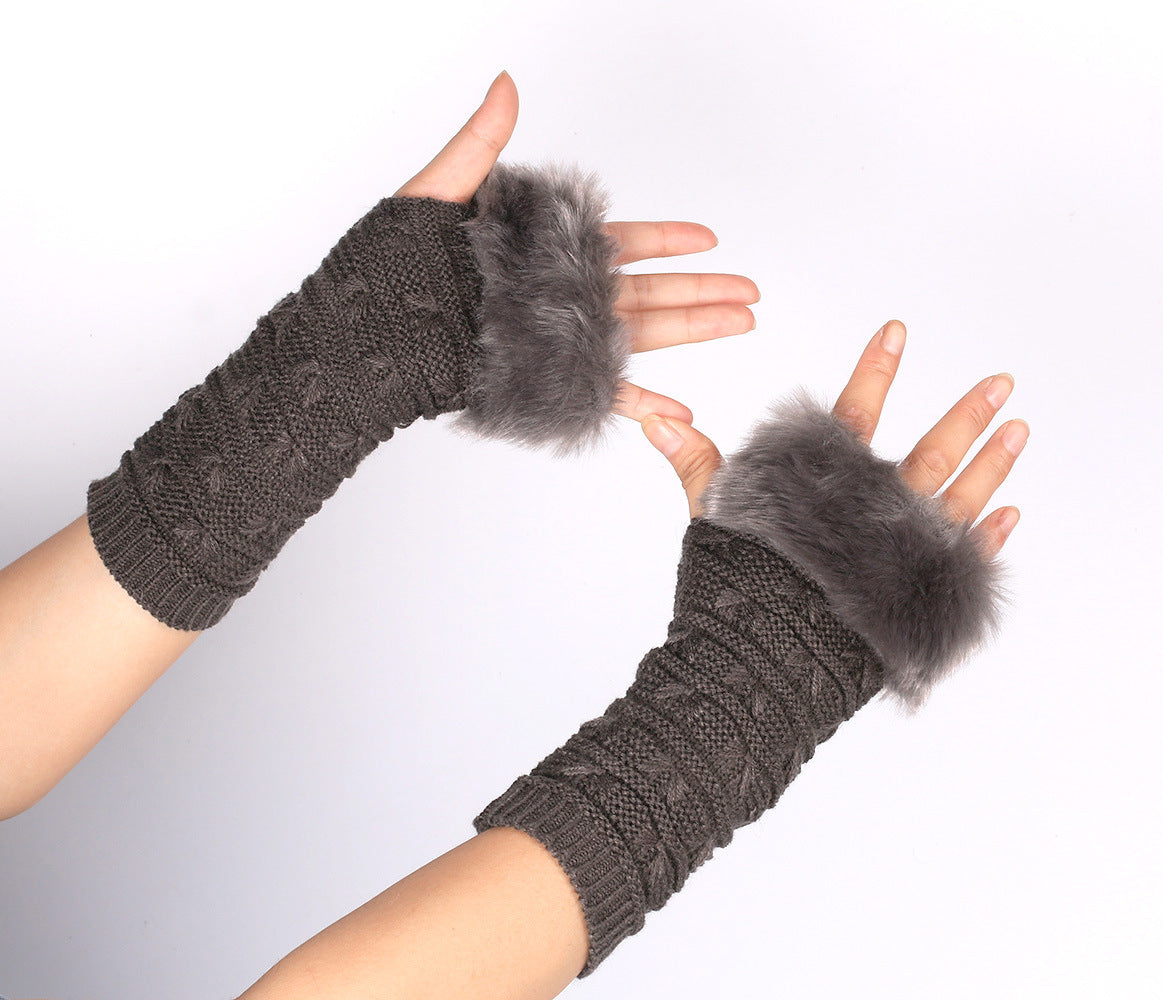 Women's Butterfly Pattern Fleece Gloves Sleeves