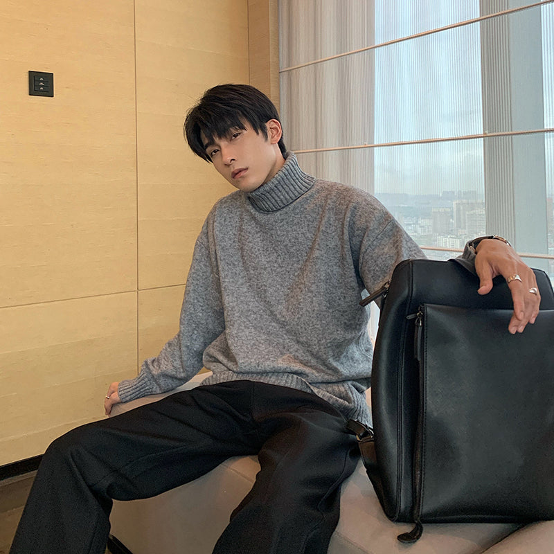 Winter Loose Lazy Harbor Style Turtleneck Sweater Men