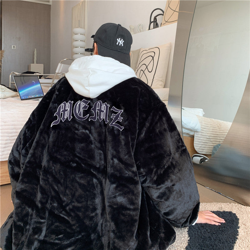 Men's Vintage Letter Embroidered Cotton Padded Jacket