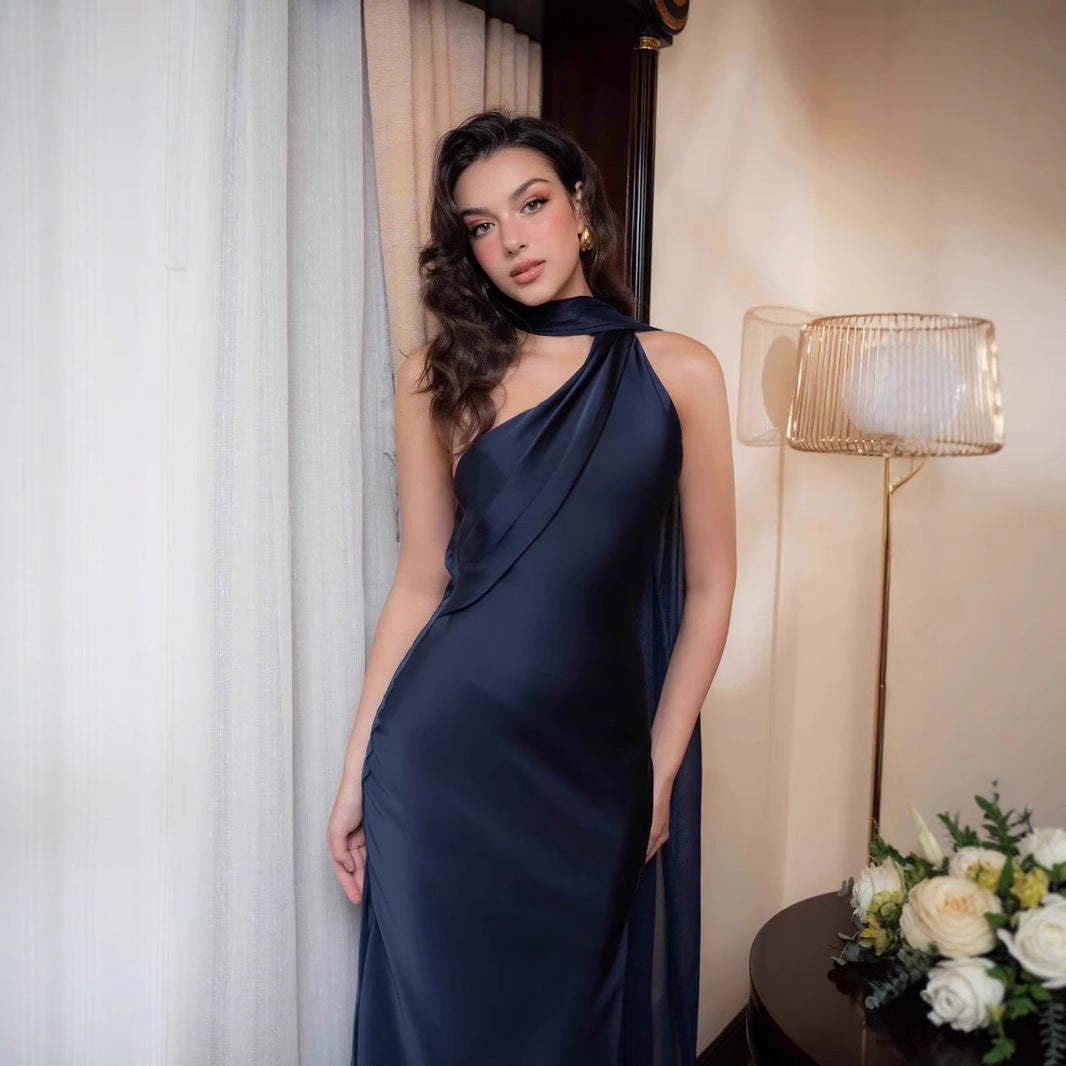 Fishtail Banquet Bodycon Slimming Elegant Ladies One-Shoulder Dress For Social Events