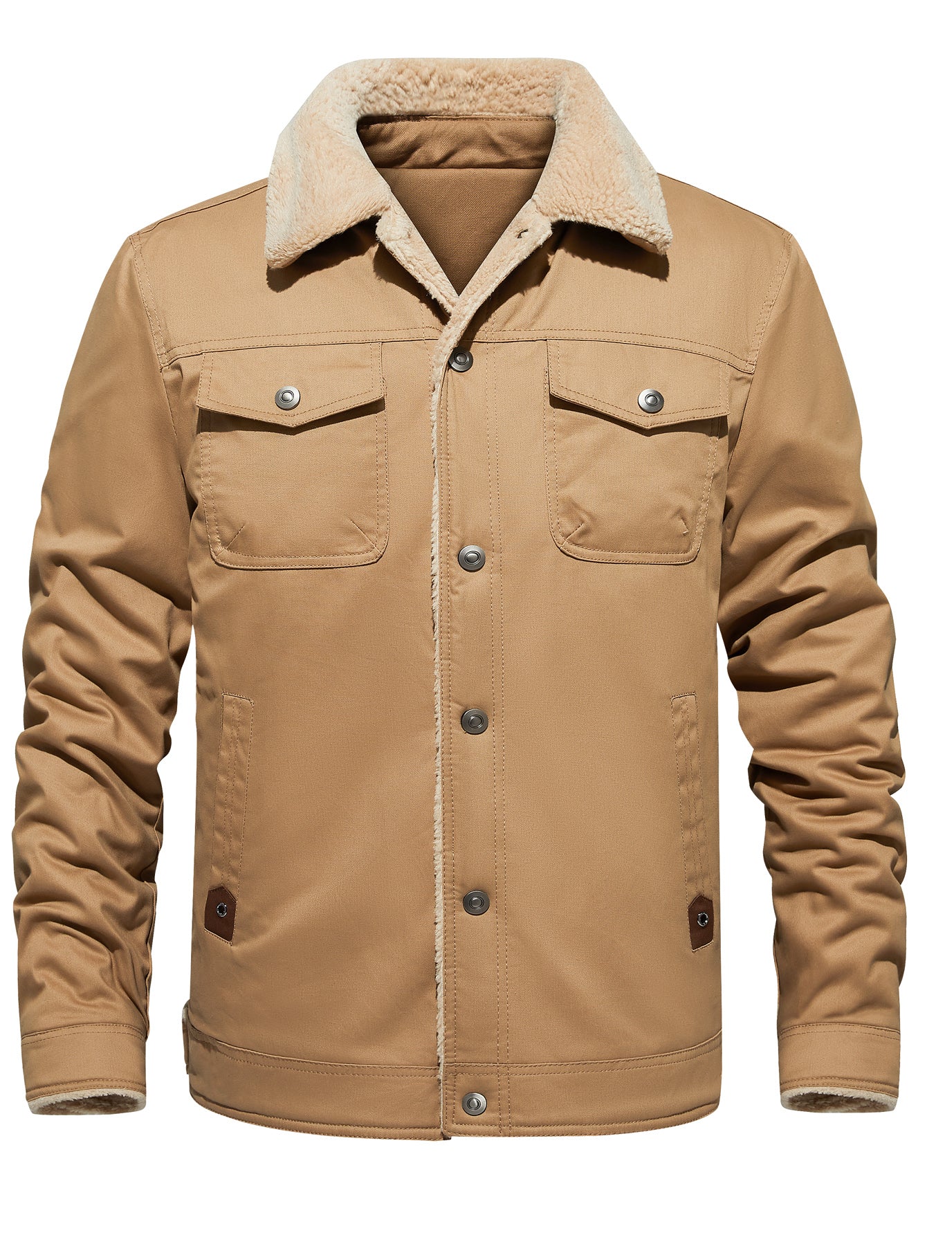 Men's Winter Jacket Lined Sherpa Jacket Warm Trucker Coat Multi Pocket