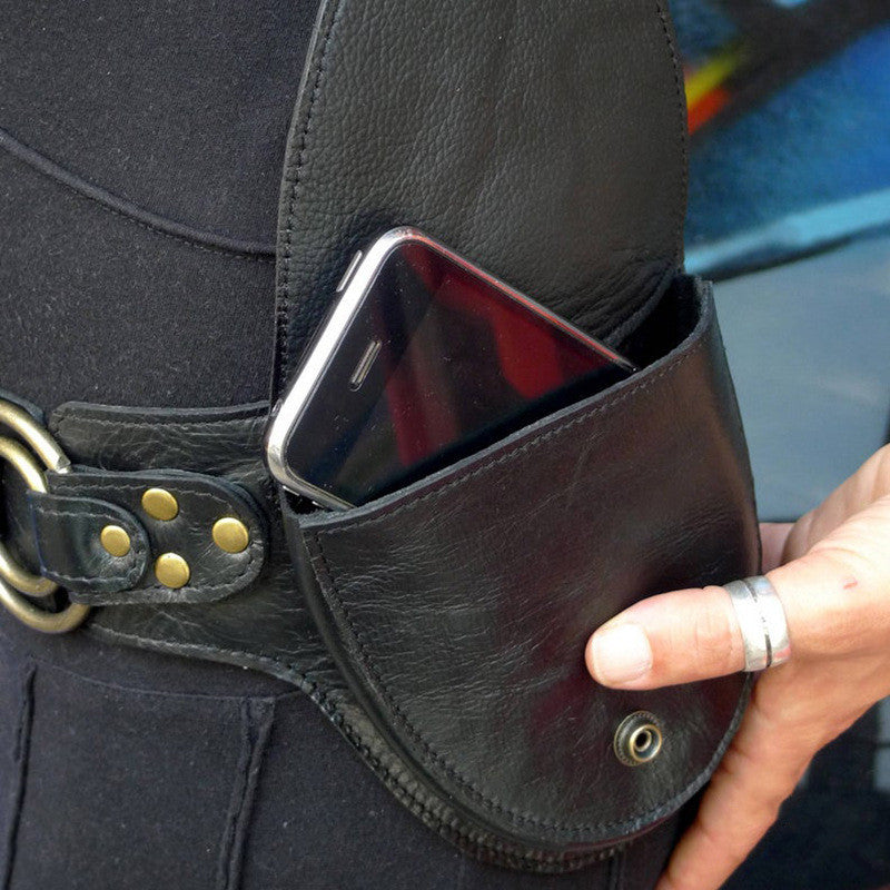 Mini belt bag with metal buckle flap