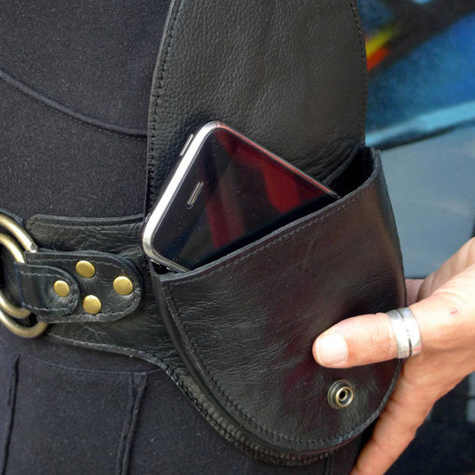 Mini belt bag with metal buckle flap