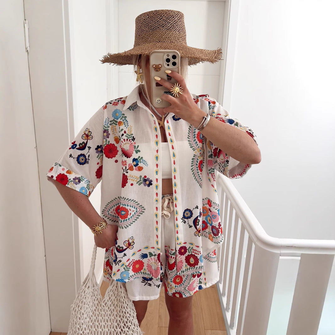 Casual Fashion Linen Shirt Set For Women