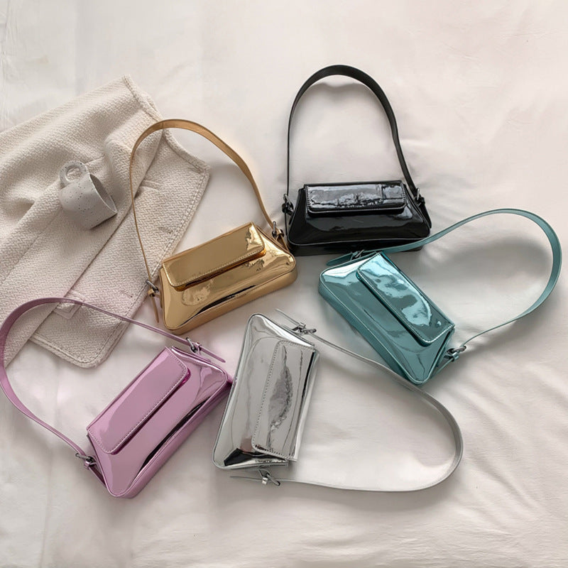 Women's Fashion Patent Leather Glossy Single Shoulder Crossbody Bag