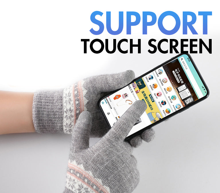 Thick Wool Jacquard Student Touch Screen Gloves