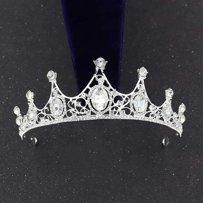 Vintage Baroque Alloy Green Diamond Small Crown