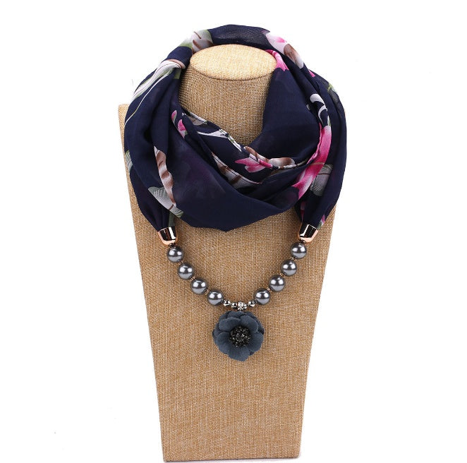 Pearl chiffon jewelry necklace scarf