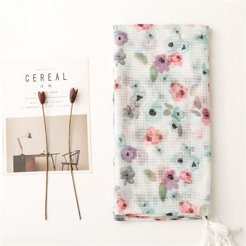 Ladies Soft Cotton Linen Feel Sunscreen Scarf