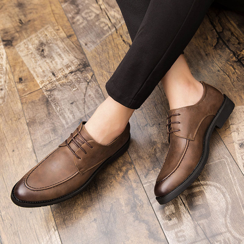 Autumn youth black leather shoes