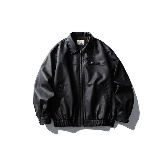 Casual Matte PU Leather Jacket Men's Coat