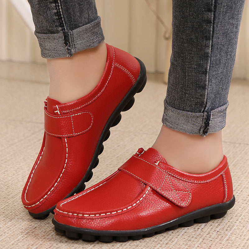 Winter New Women's Authentic Leather Mom Shoes Warm