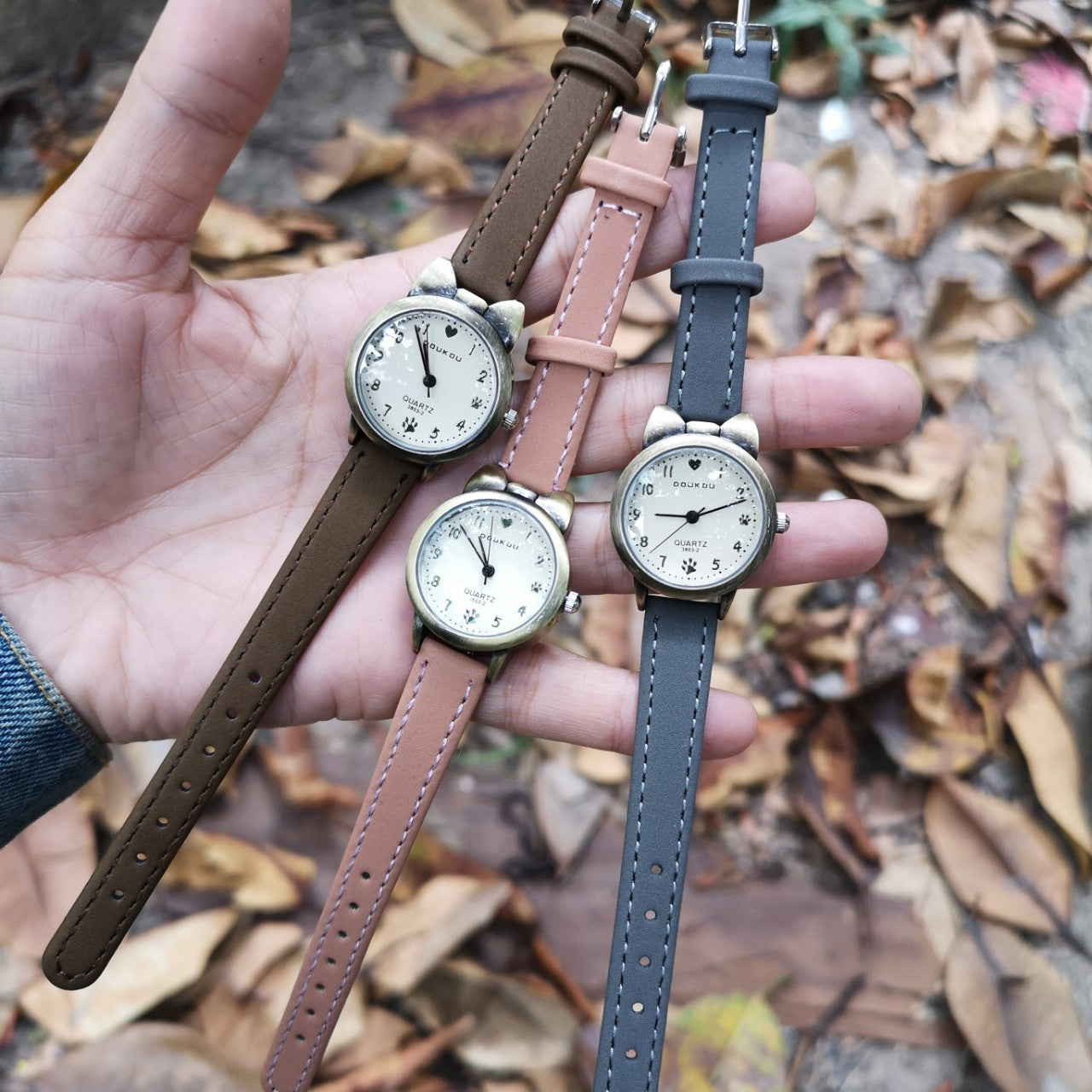 Bronze Kitty Trendy Fashion Numbers Student Watch