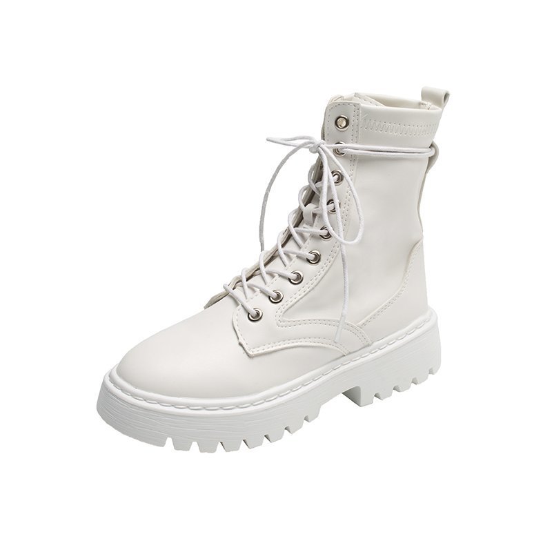 British Style Korean Retro Short Boots Flat Black Motorcycle i Boots
