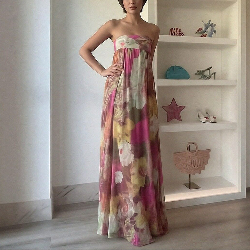 Womens Fashion Sleeveless Printed Casual Dress
