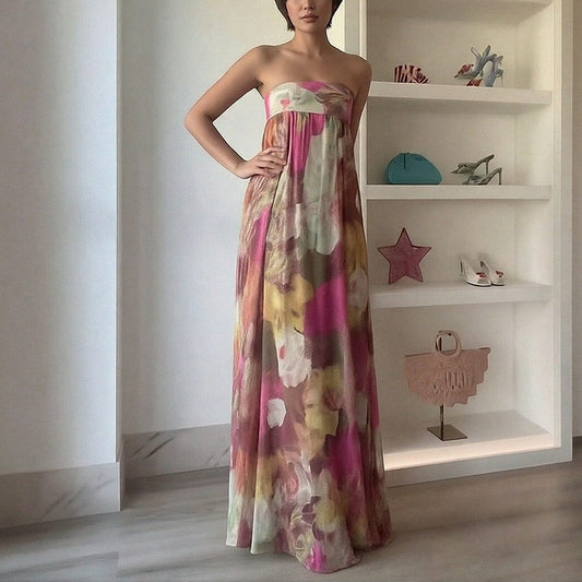 Womens Fashion Sleeveless Printed Casual Dress