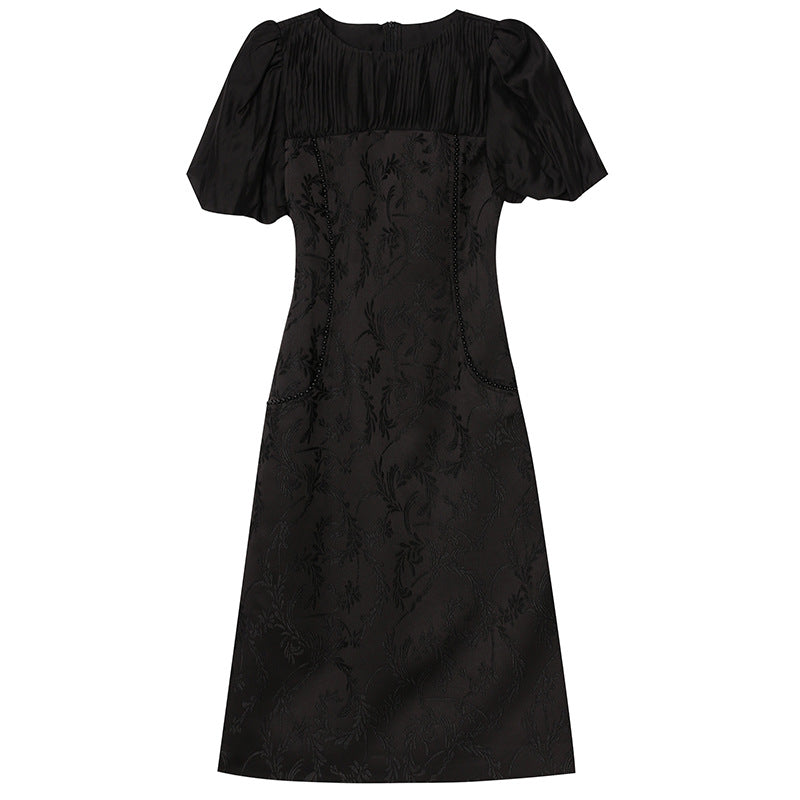 Exquisite Pearl Jacquard High Waisted A-line Skirt