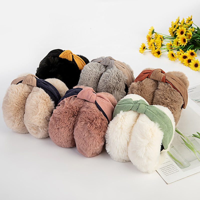 New Two-color Headband Folding Lazy Rabbit Fur Warm Earmuffs