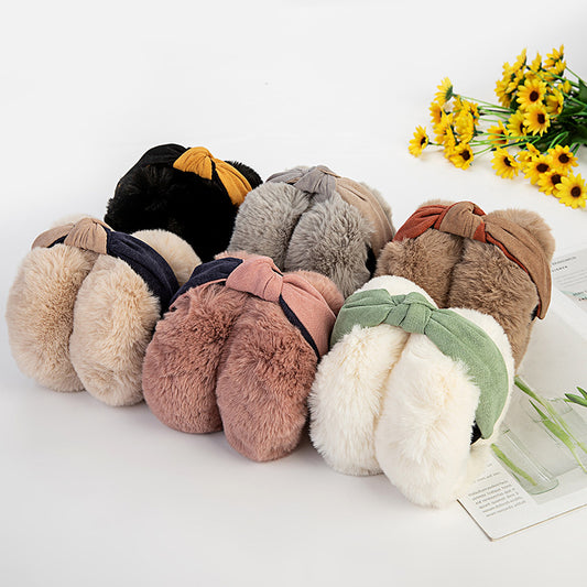 New Two-color Headband Folding Lazy Rabbit Fur Warm Earmuffs