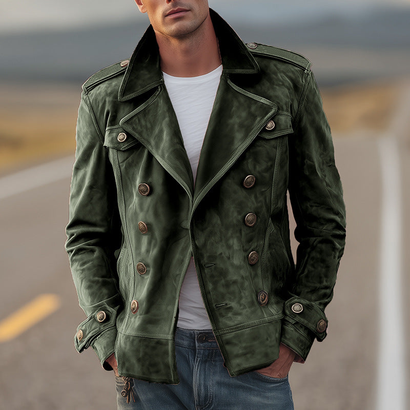 Men's Solid Color Button With Minimalist Design Casual Fashionable Jacket