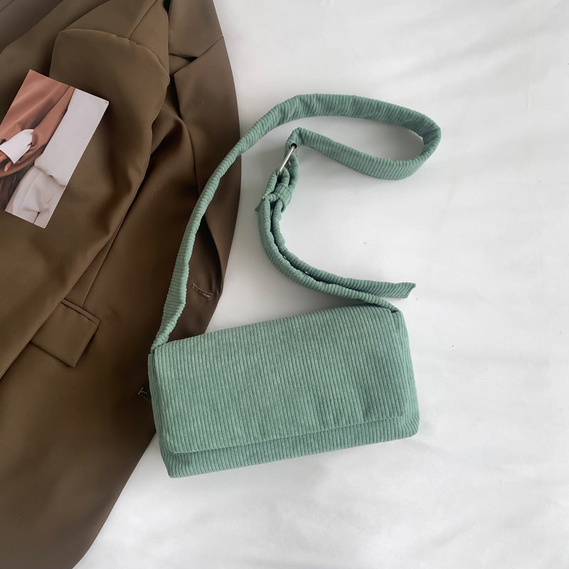 Solid Color Simple Corduroy Casual Bag