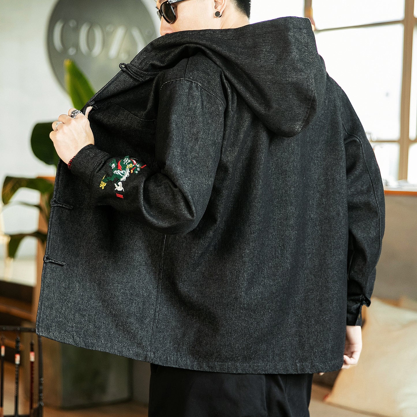 Men's Japanese Casual Denim Hooded Jacket