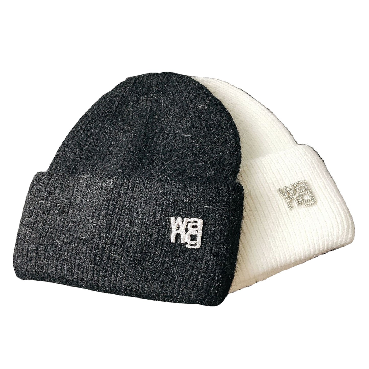 Rabbit Hair Double Fold Brim Knitted Hat