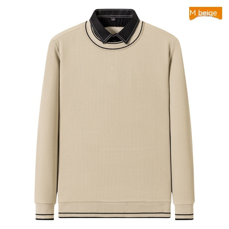 Men's False Two Pieces Velvet Padded Bottoming Shirt