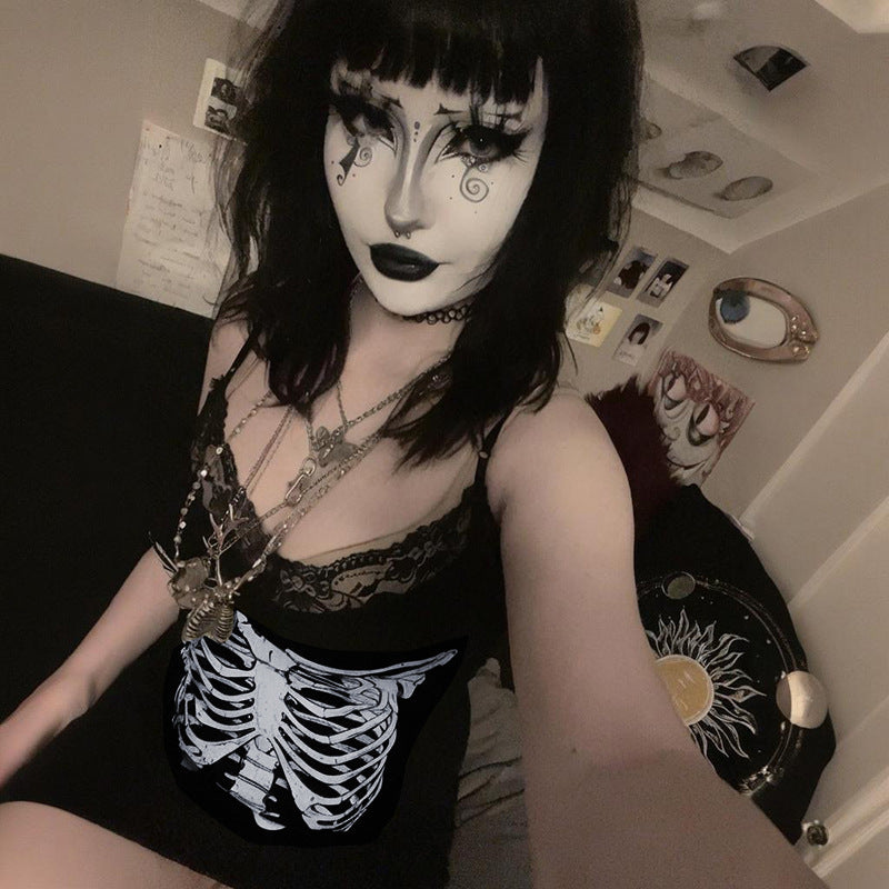 Subcultural Skull-print Bodycon Slip Dress