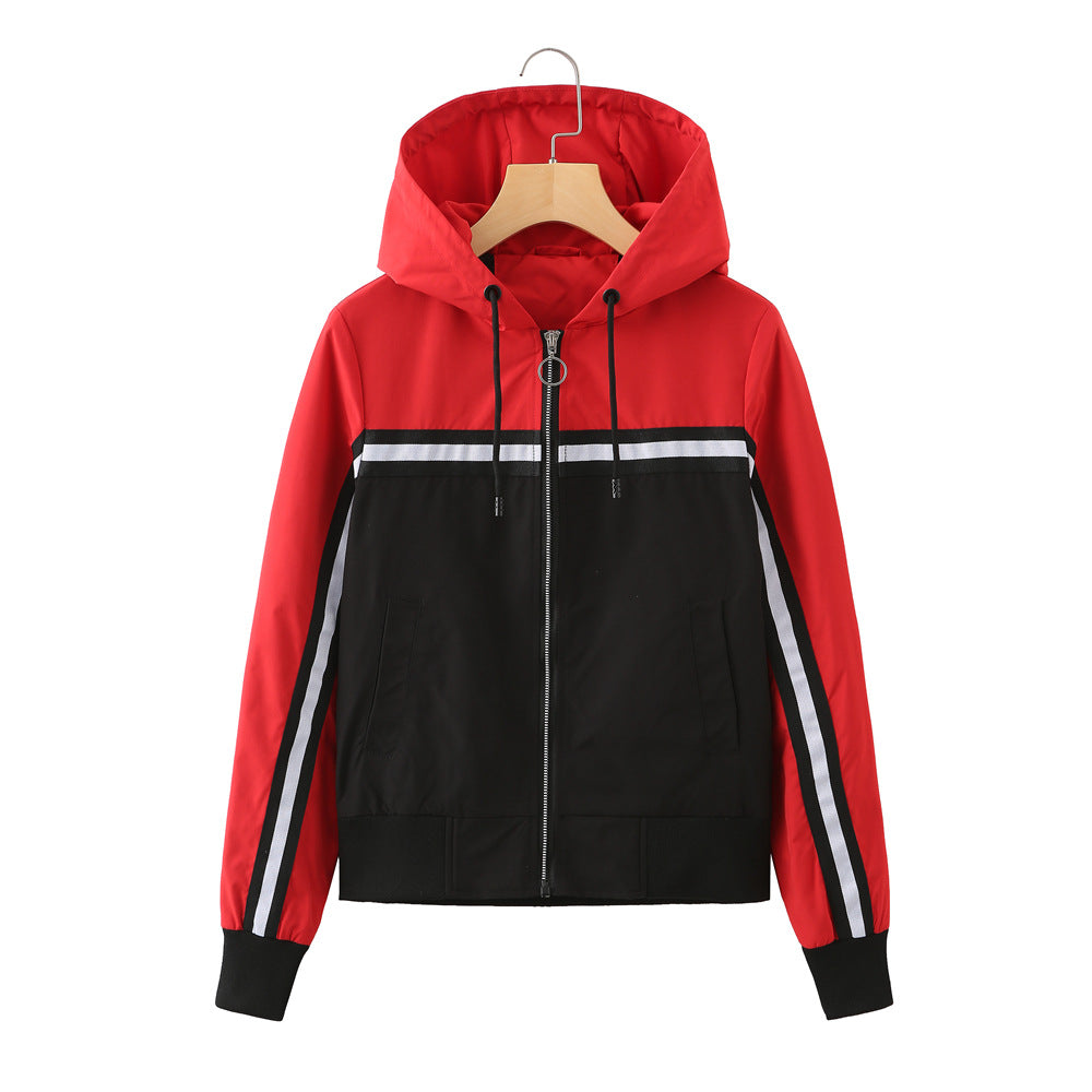Color-blocked Thin Trench Coat For Women