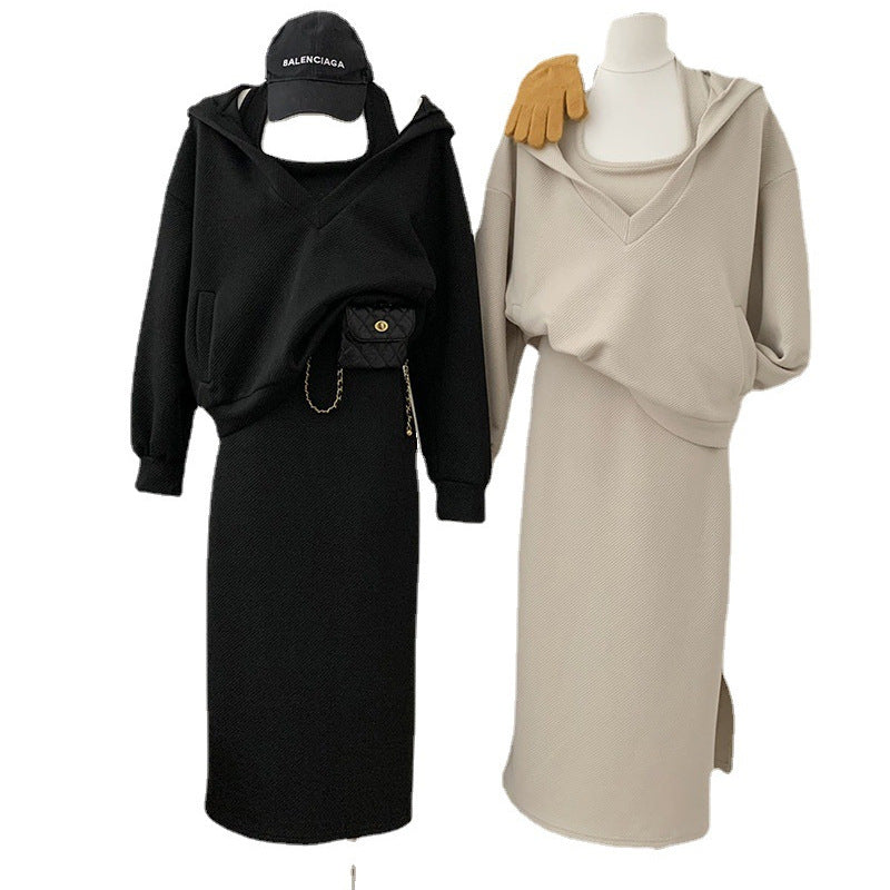 New Korean-style Loose Hoodie Sweatshirt Plus Size Set