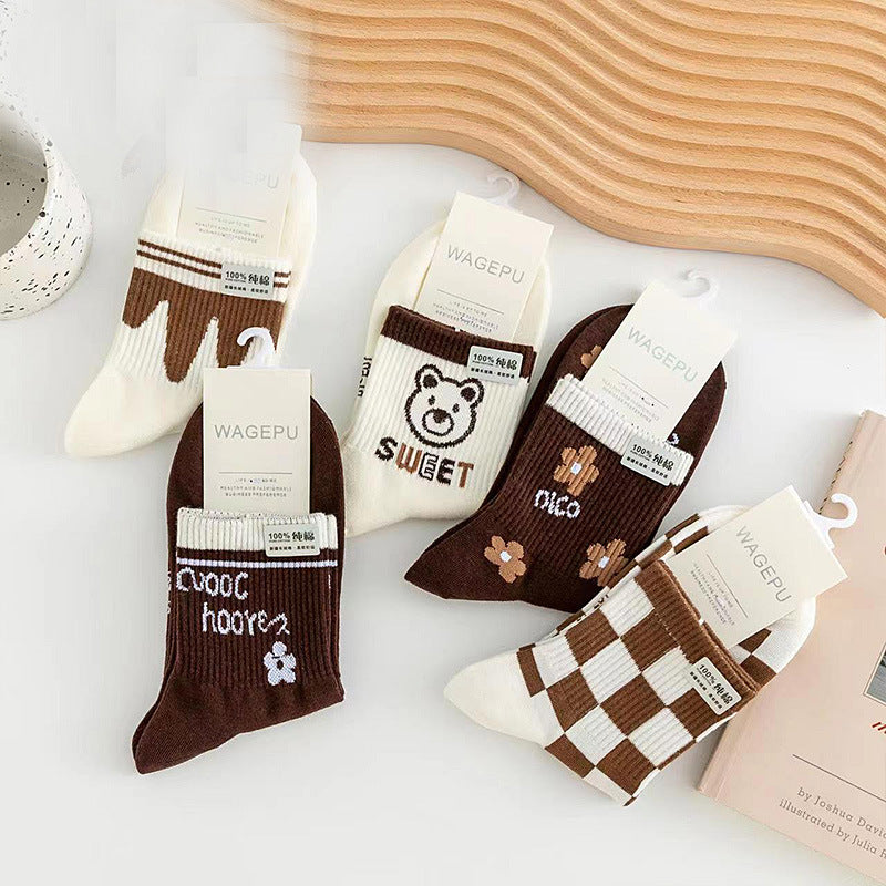 Cartoon Bear Ins Three-dimensional Flower Tulip Stockings Female