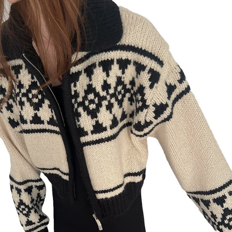 Slim-fit Slimming Lapel Sweater Women's Coat