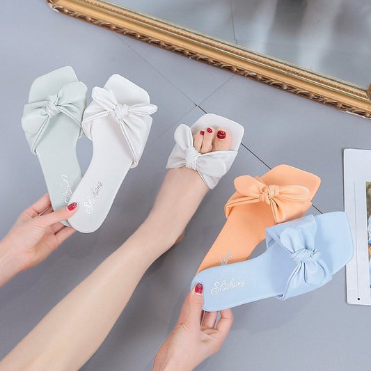 Women's Beach Slippers With Bow