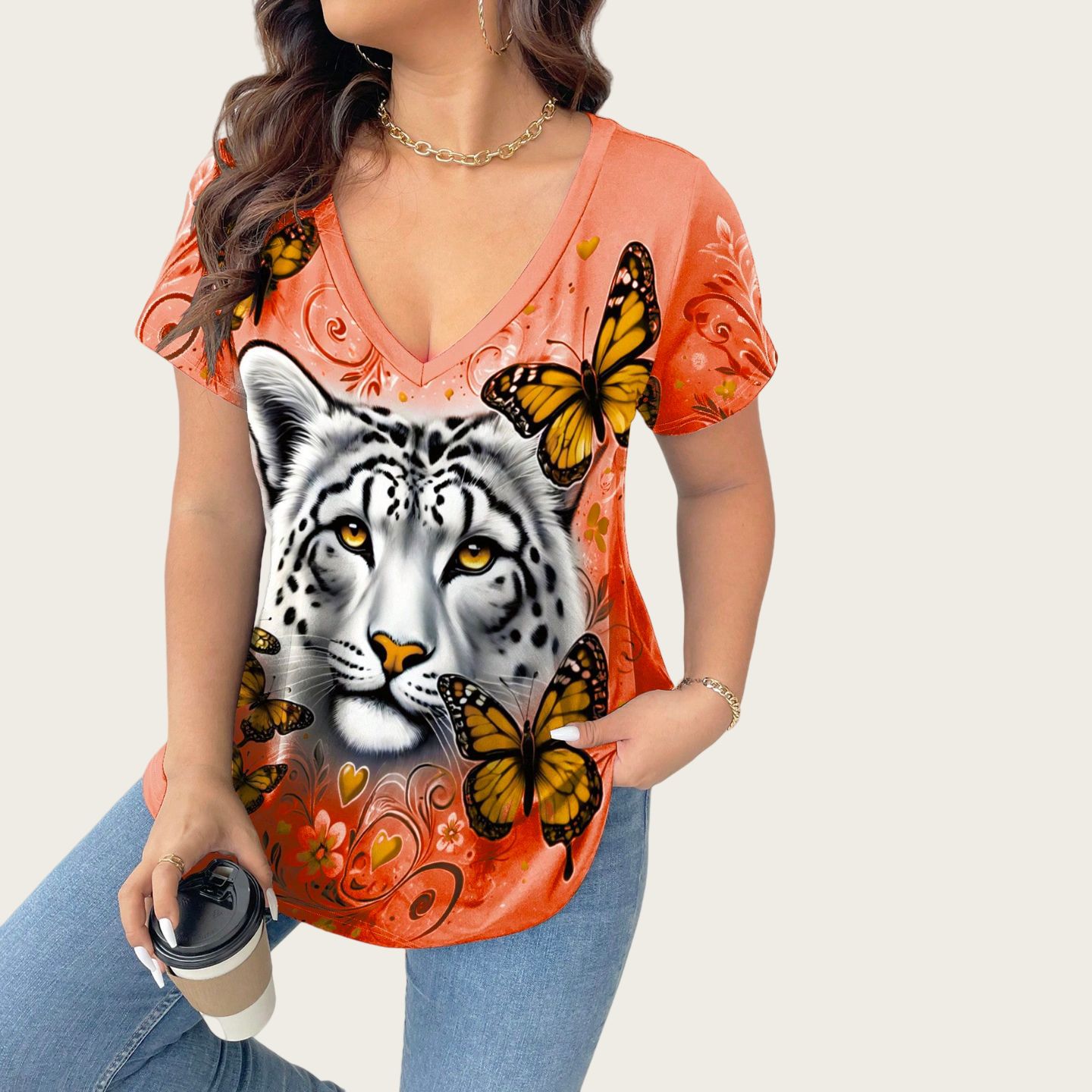 Stylish Minimalist Casual Design Womens Short Sleeve Top