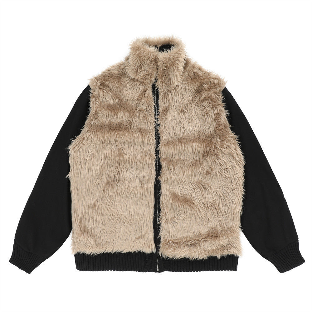 Retro Mountain Carving Warm Stand Collar Coat