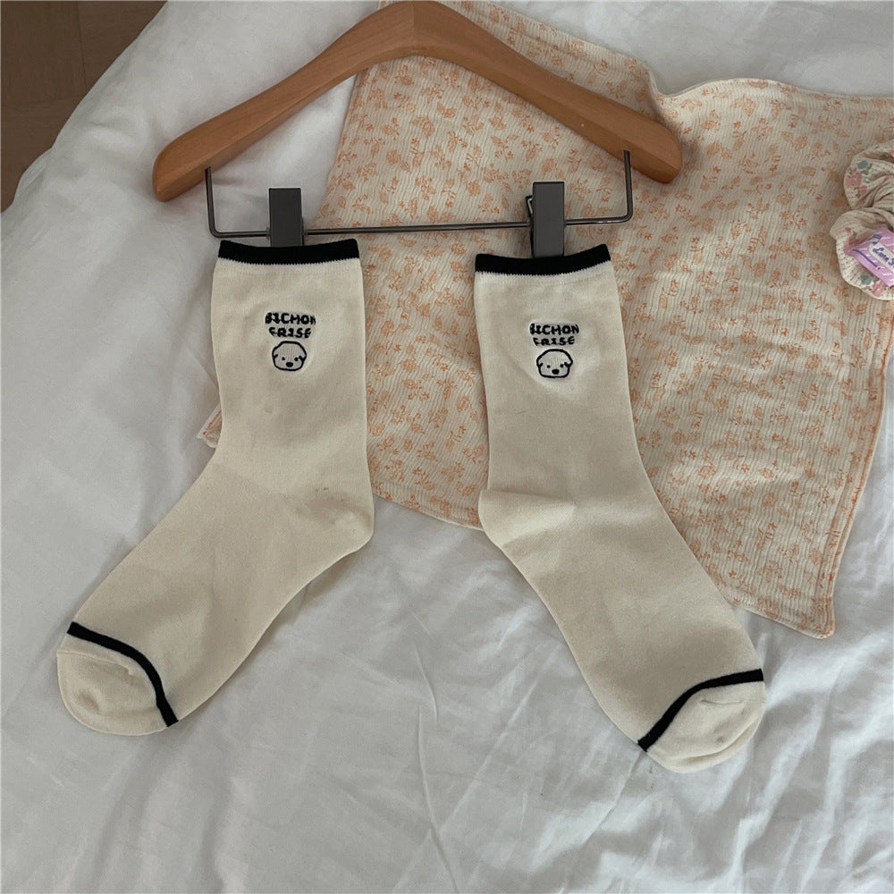 Cute Repair Hook Embroidered Children Tube Socks Autumn College Style