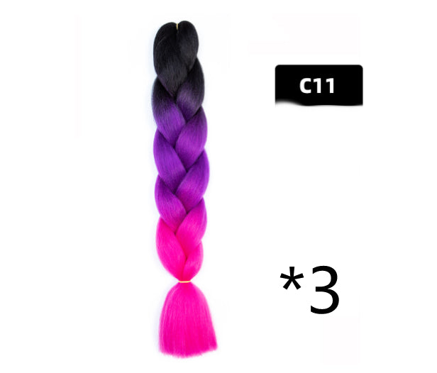 Color Big Braid African Chemical Fiber High Temperature Silk Wig Gradient